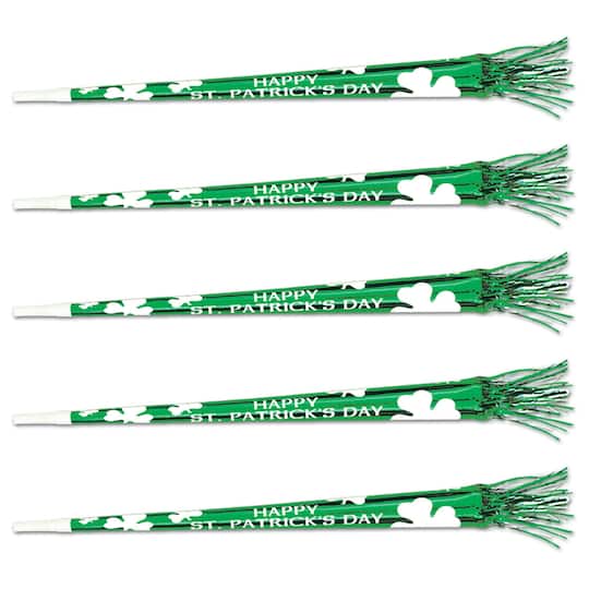 Besitle 25" Green St. Patrick's Day Tasseled Trumpets, 5ct.